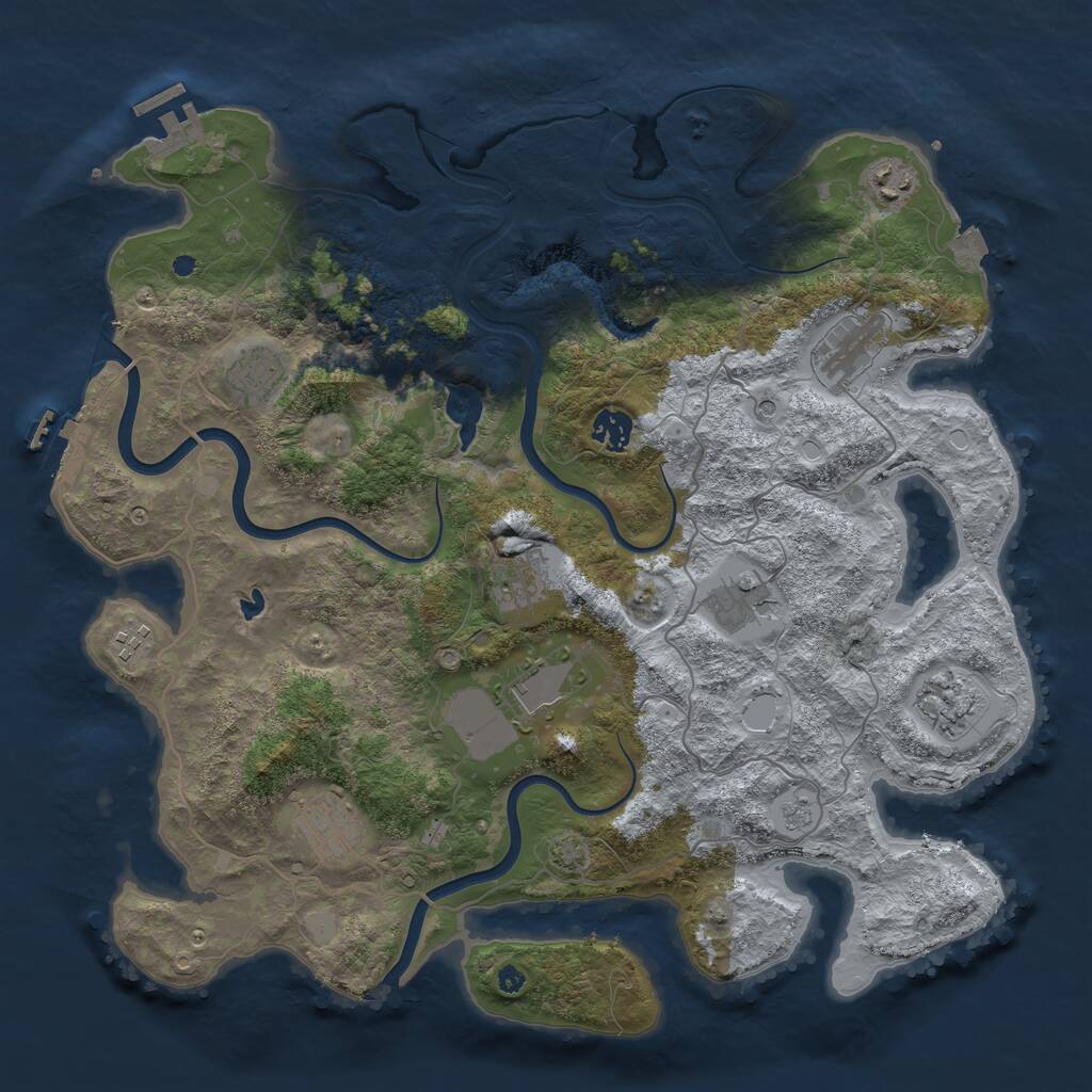 Rust Map: Procedural Map, Size: 4000, Seed: 1237597439, 16 Monuments