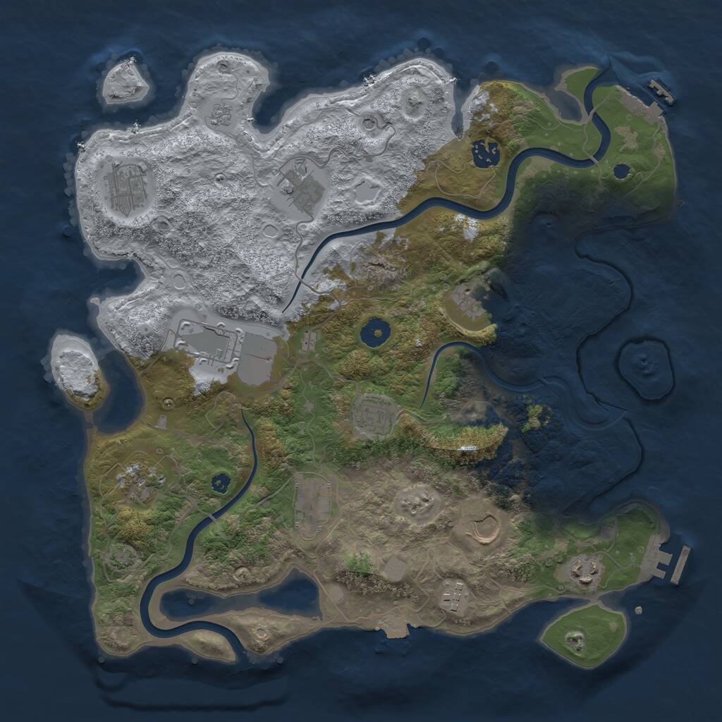 Rust Map: Procedural Map, Size: 3750, Seed: 162271881, 17 Monuments