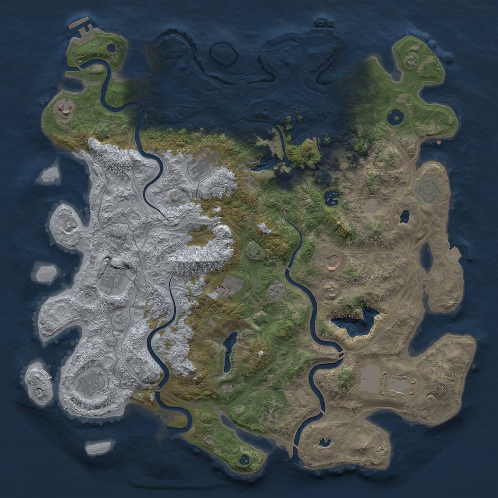 Rust Map: Procedural Map, Size: 4650, Seed: 37694401, 17 Monuments