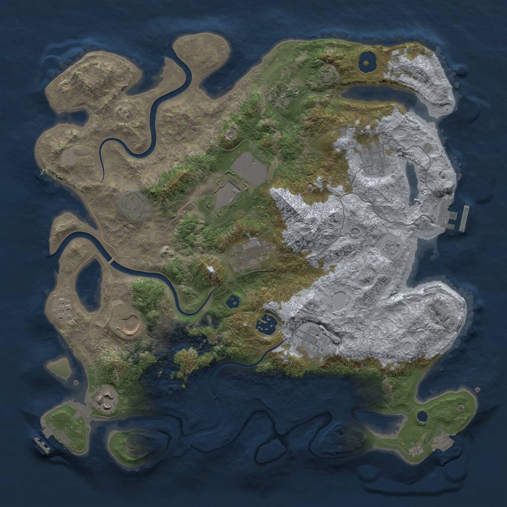 Rust Map: Procedural Map, Size: 3800, Seed: 894066343, 16 Monuments