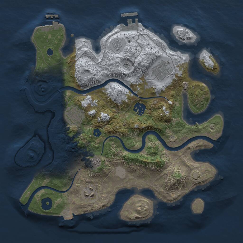 Rust Map: Procedural Map, Size: 3000, Seed: 919856972, 11 Monuments