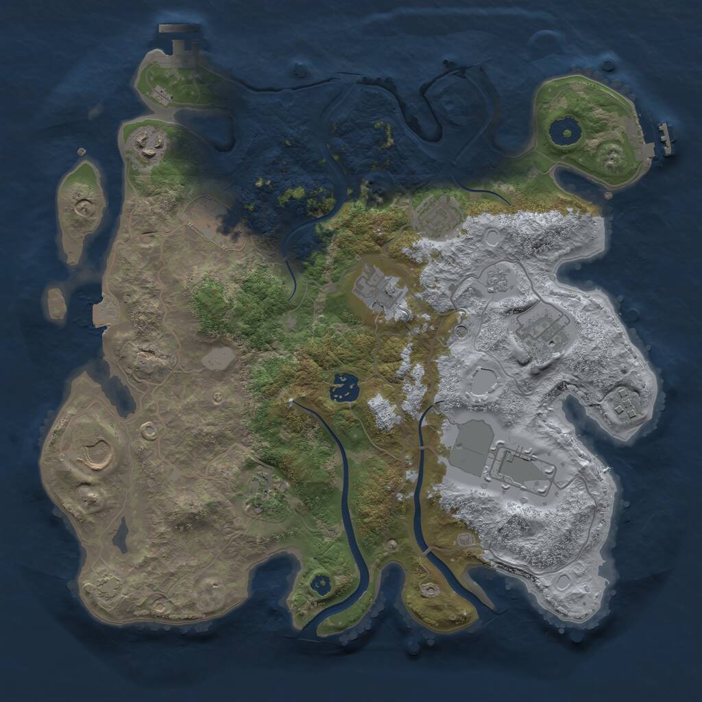 Rust Map: Procedural Map, Size: 3500, Seed: 1581307611, 16 Monuments