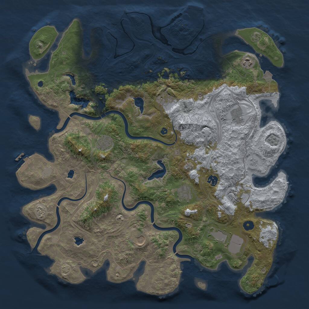 Rust Map: Procedural Map, Size: 4500, Seed: 24372197, 16 Monuments