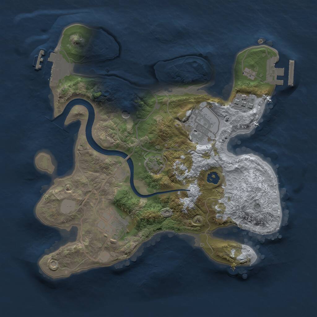Rust Map: Procedural Map, Size: 2500, Seed: 95225, 8 Monuments