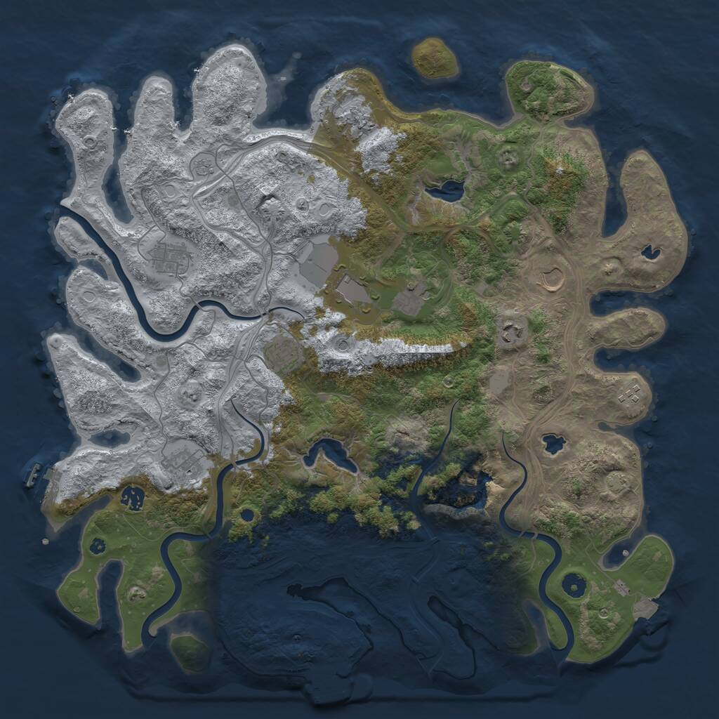 Rust Map: Procedural Map, Size: 4500, Seed: 473993668, 16 Monuments