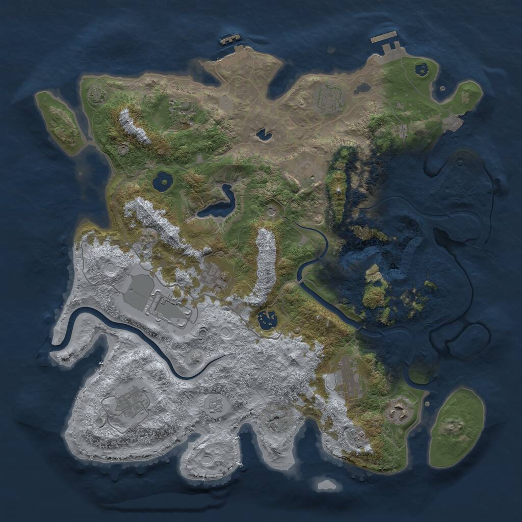 Rust Map: Procedural Map, Size: 4000, Seed: 1176014196, 16 Monuments