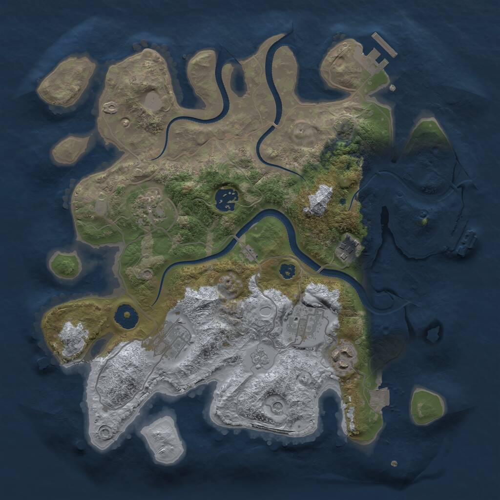 Rust Map: Procedural Map, Size: 3200, Seed: 138864729, 12 Monuments