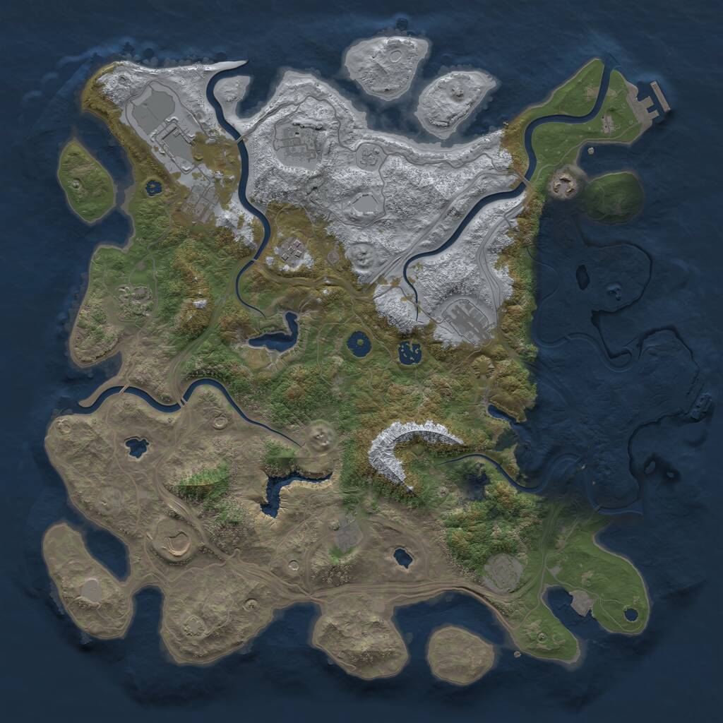 Rust Map: Procedural Map, Size: 4500, Seed: 1784850233, 17 Monuments