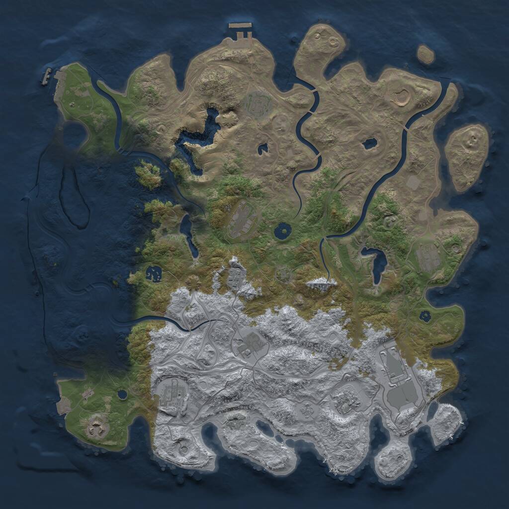 Rust Map: Procedural Map, Size: 4500, Seed: 158421121, 17 Monuments