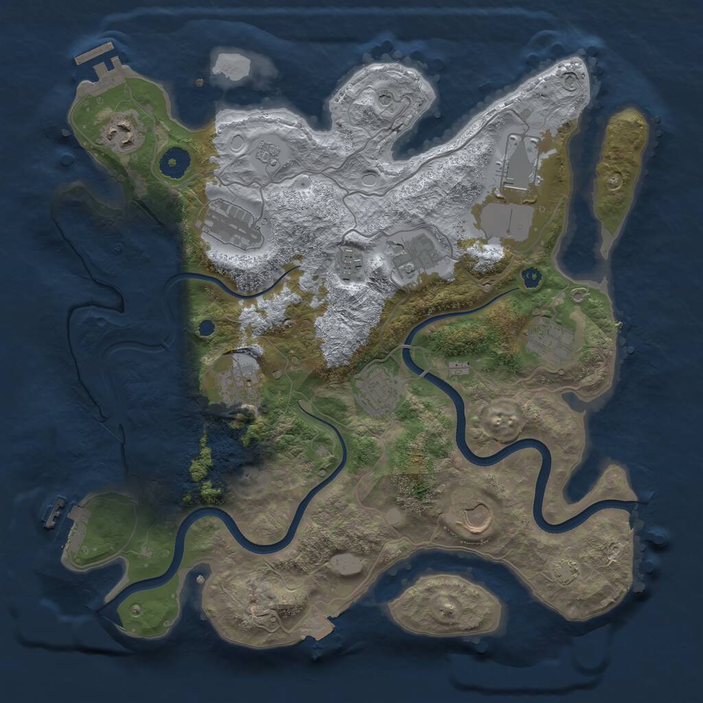 Rust Map: Procedural Map, Size: 3500, Seed: 869948066, 15 Monuments