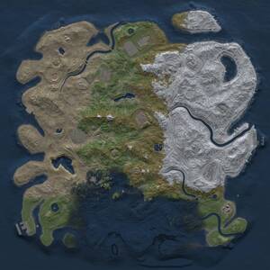 Thumbnail Rust Map: Procedural Map, Size: 4800, Seed: 9999999, 17 Monuments