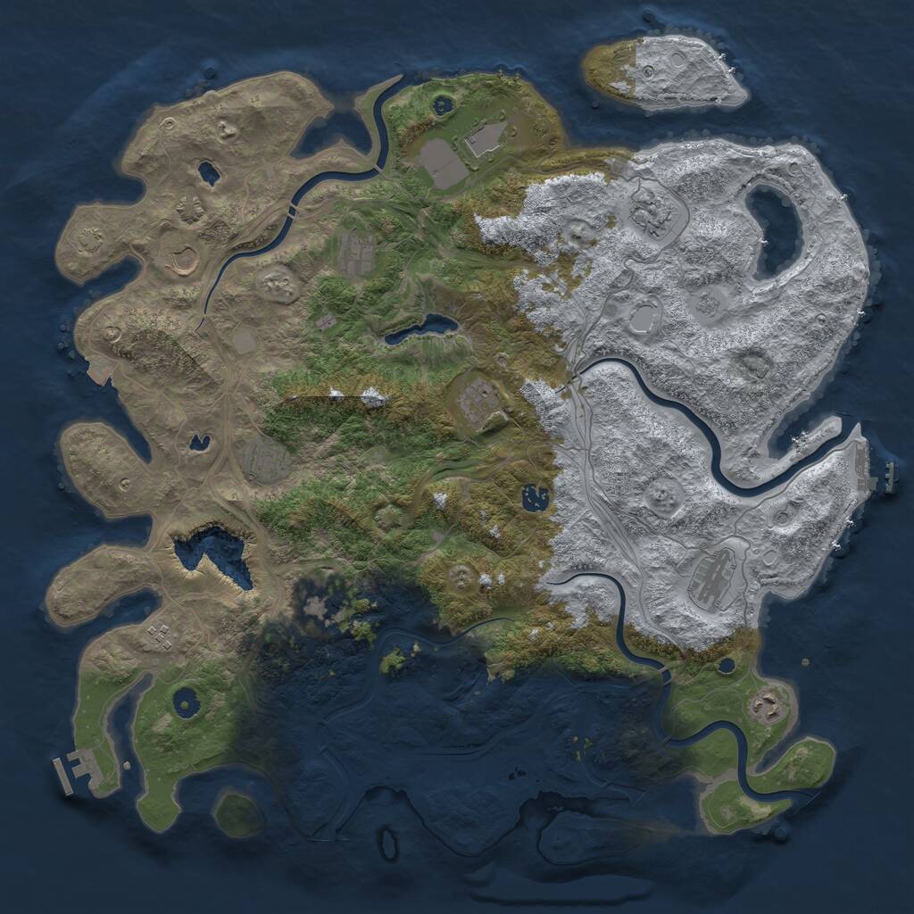Rust Map: Procedural Map, Size: 4800, Seed: 9999999, 17 Monuments