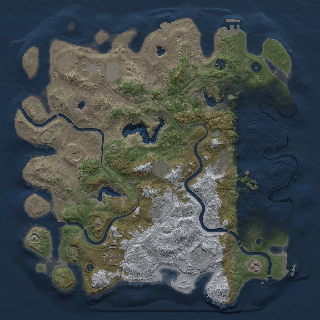 Rust Map: Procedural Map, Size: 4500, Seed: 1011129003, 17 Monuments