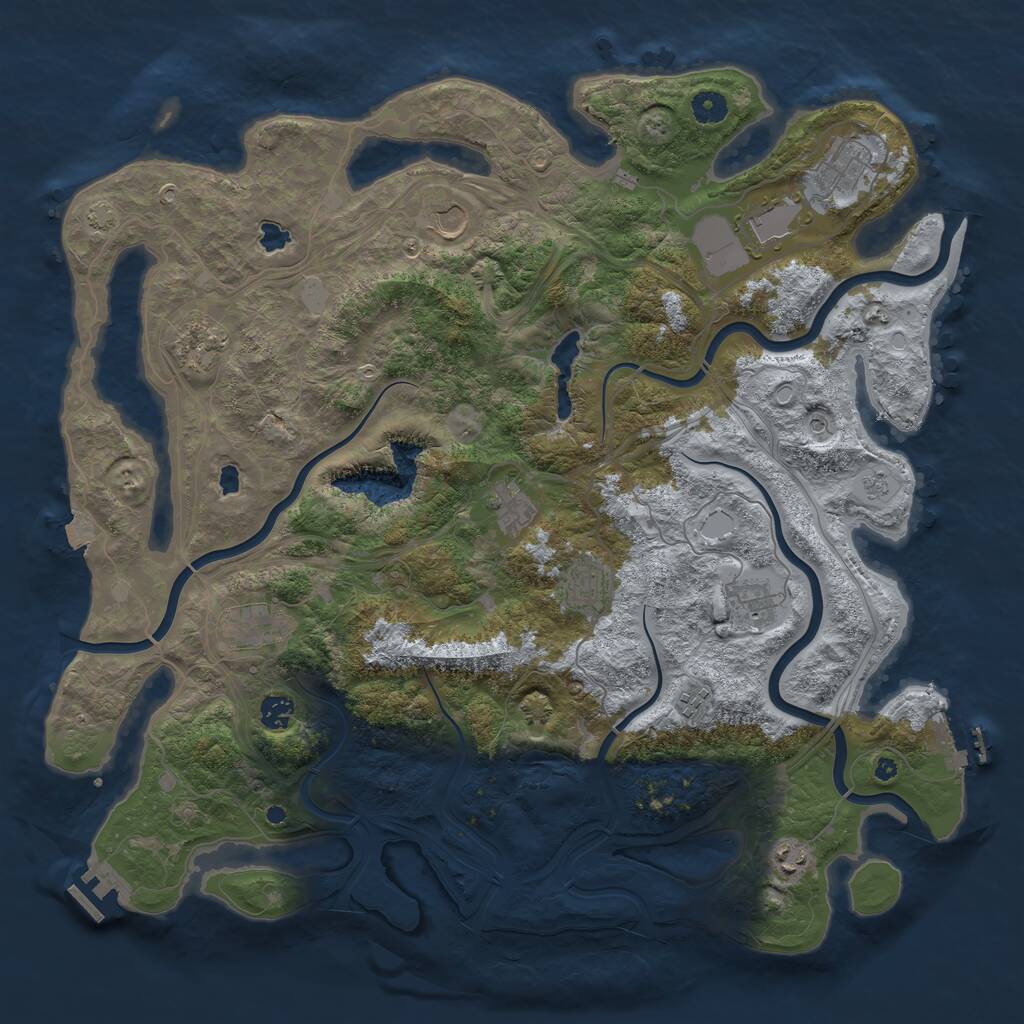 Rust Map: Procedural Map, Size: 4500, Seed: 1579284667, 17 Monuments