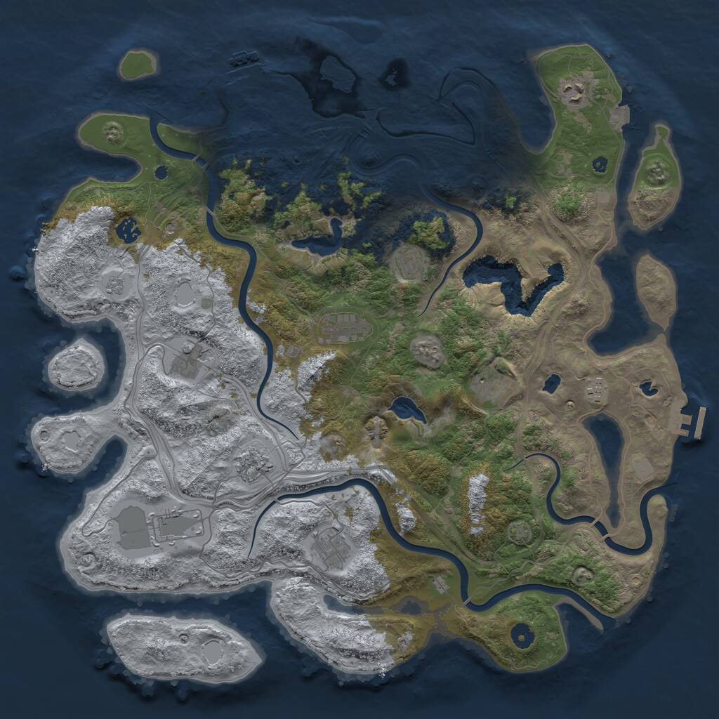 Rust Map: Procedural Map, Size: 4500, Seed: 1436421061, 16 Monuments