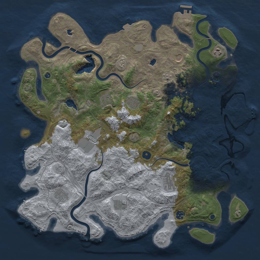 Rust Map: Procedural Map, Size: 4500, Seed: 1885572034, 16 Monuments