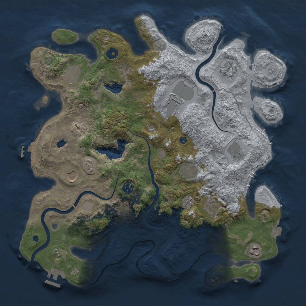 Rust Map: Procedural Map, Size: 4000, Seed: 1735693975, 16 Monuments