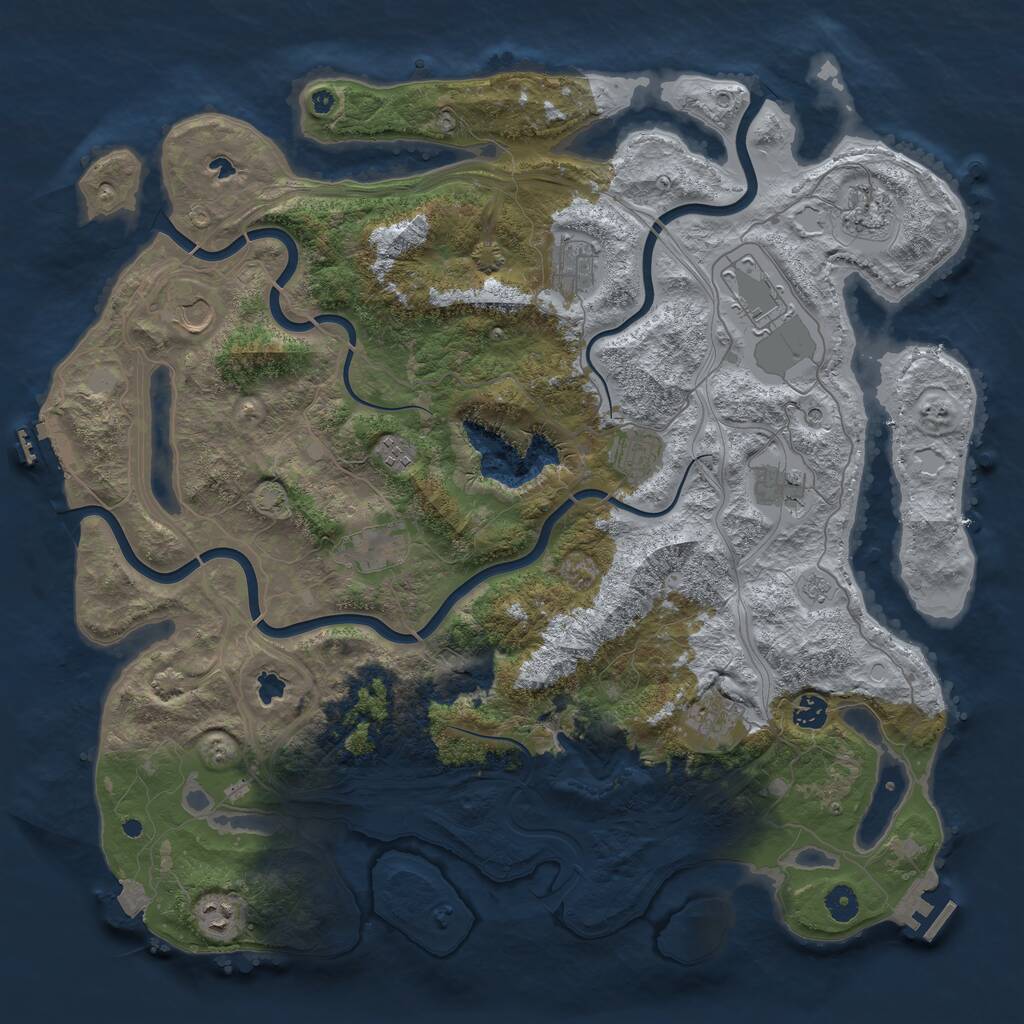 Rust Map: Procedural Map, Size: 4500, Seed: 2140556758, 17 Monuments