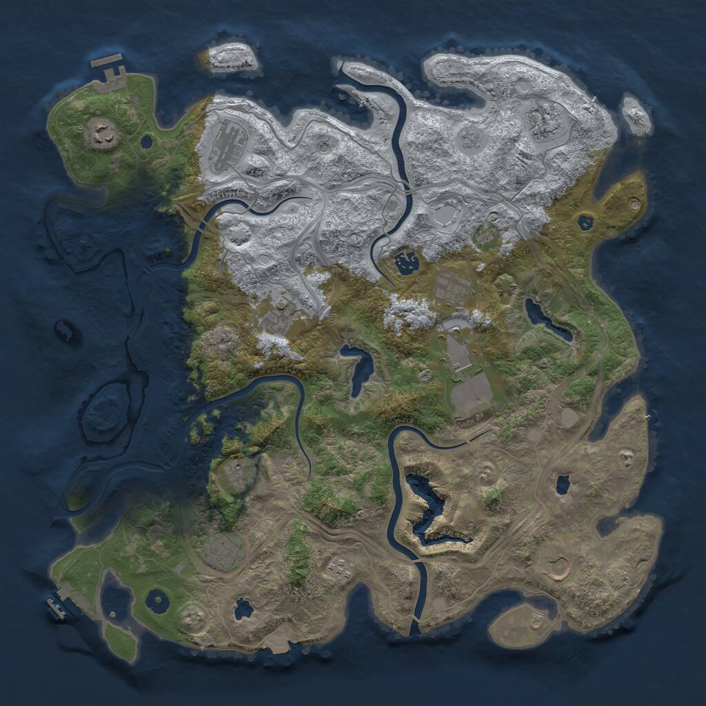 Rust Map: Procedural Map, Size: 4500, Seed: 1367520691, 17 Monuments