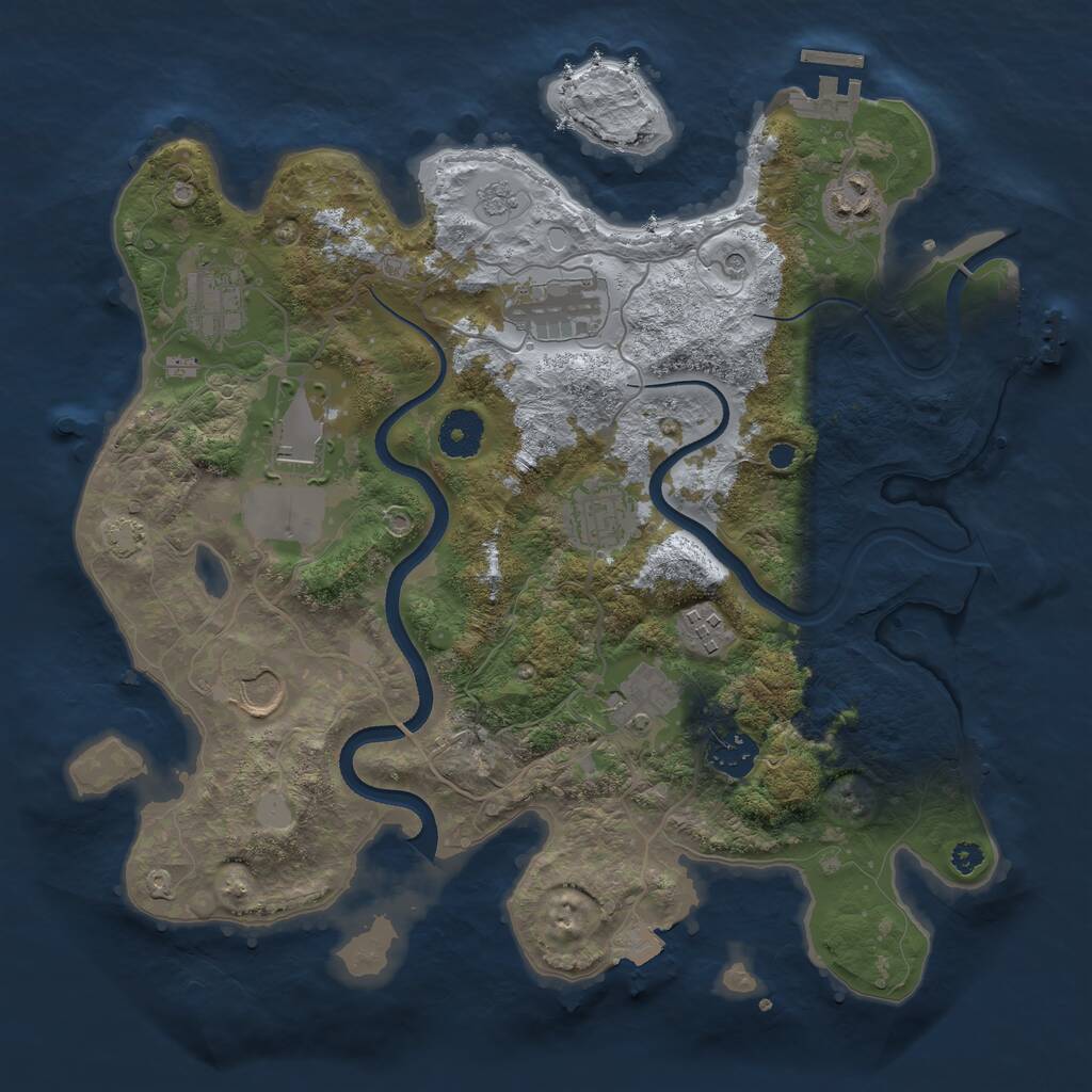 Rust Map: Procedural Map, Size: 3500, Seed: 1117071301, 15 Monuments