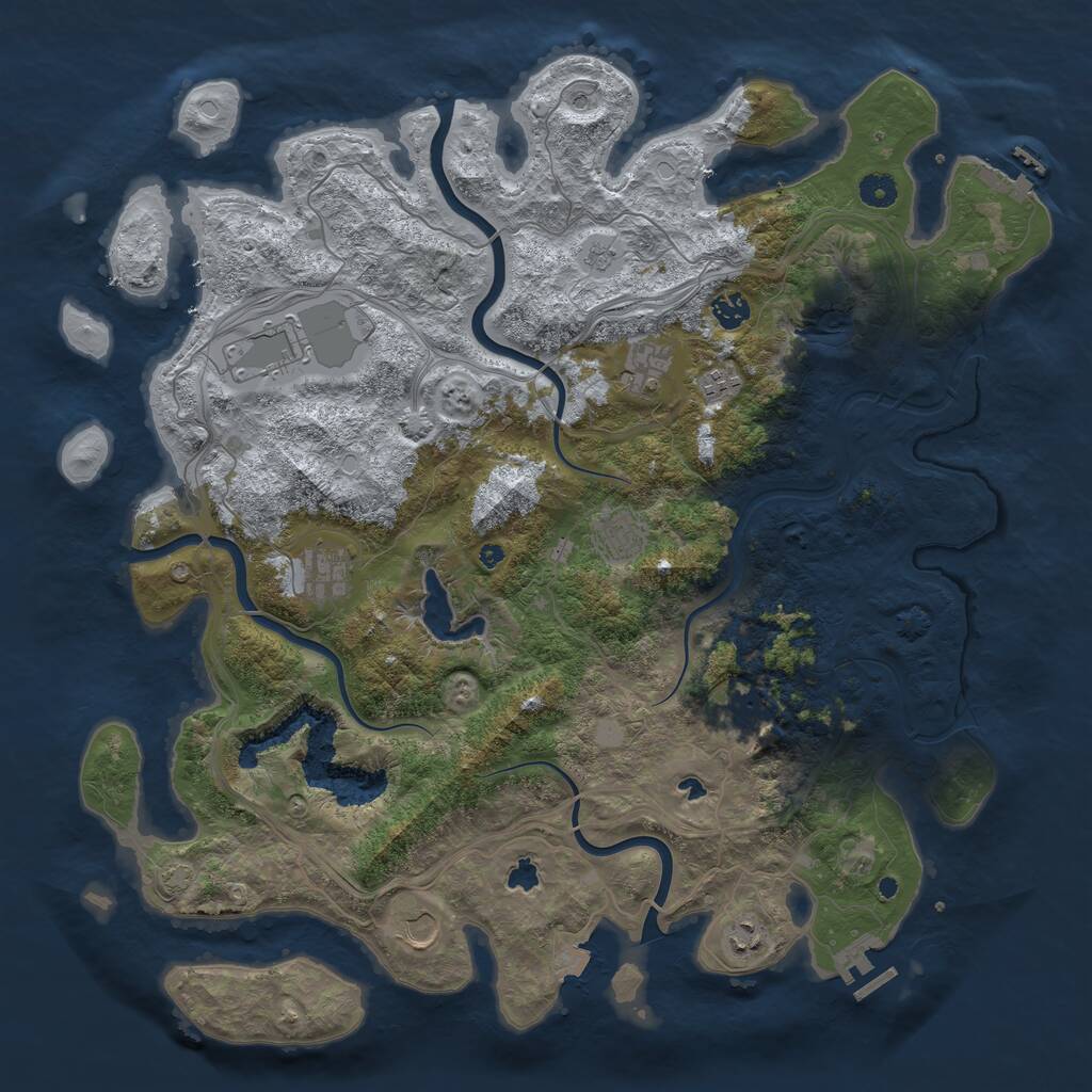 Rust Map: Procedural Map, Size: 4500, Seed: 1015481096, 15 Monuments