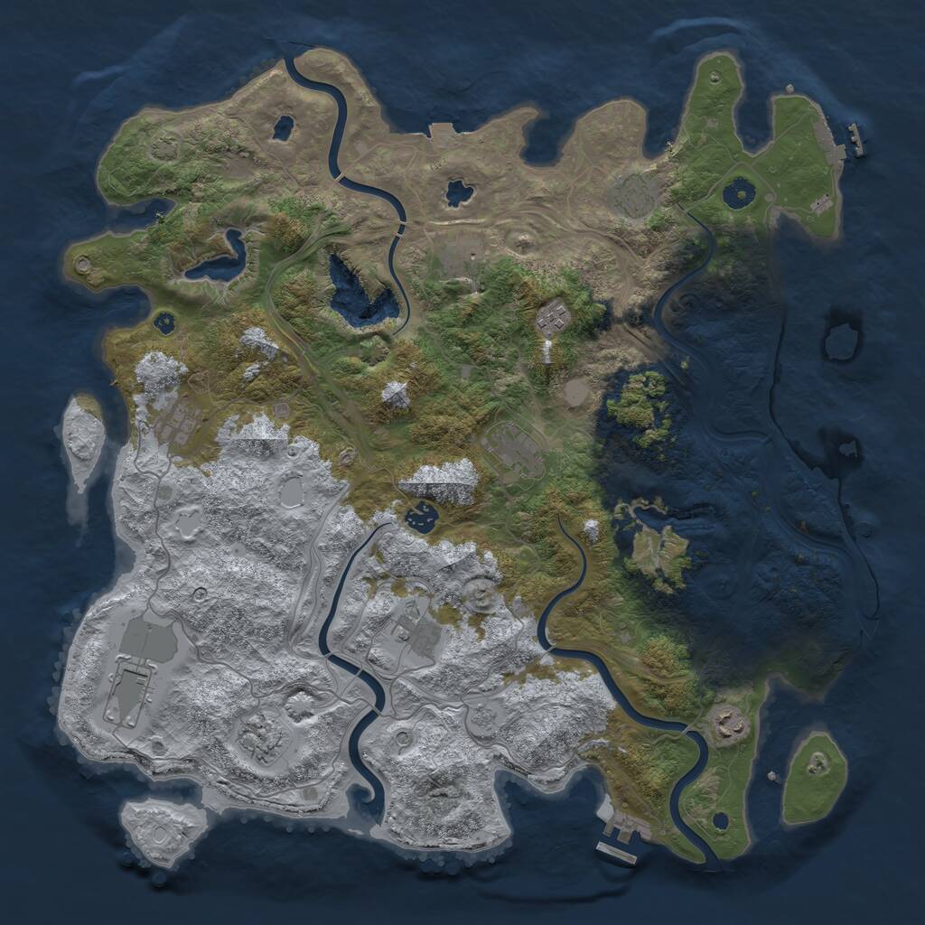 Rust Map: Procedural Map, Size: 4500, Seed: 1703123641, 16 Monuments