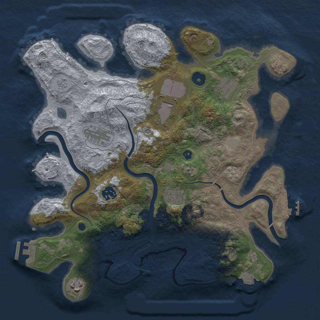 Rust Map: Procedural Map, Size: 3500, Seed: 61721695, 13 Monuments