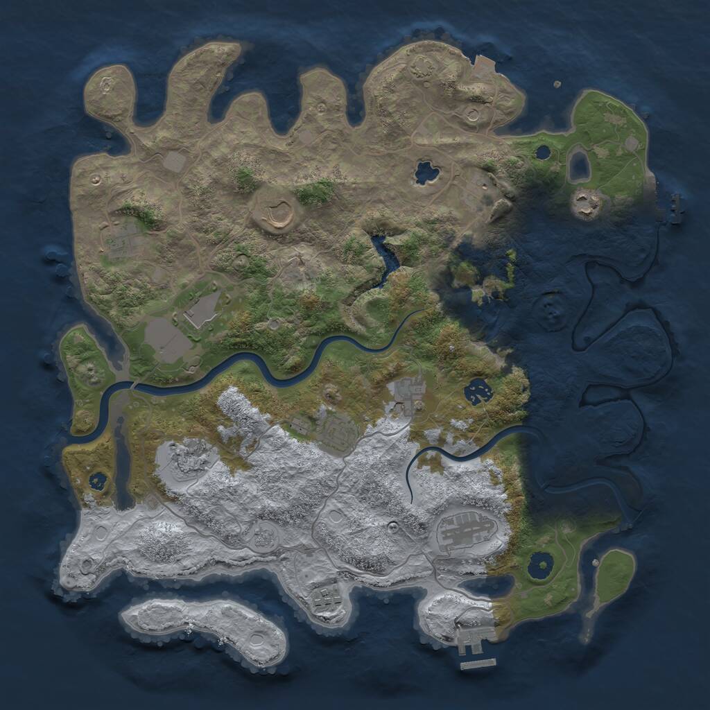Rust Map: Procedural Map, Size: 4000, Seed: 632162193, 17 Monuments