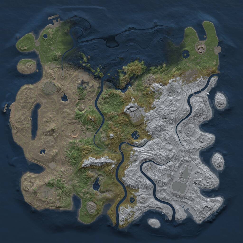 Rust Map: Procedural Map, Size: 4500, Seed: 244449761, 16 Monuments