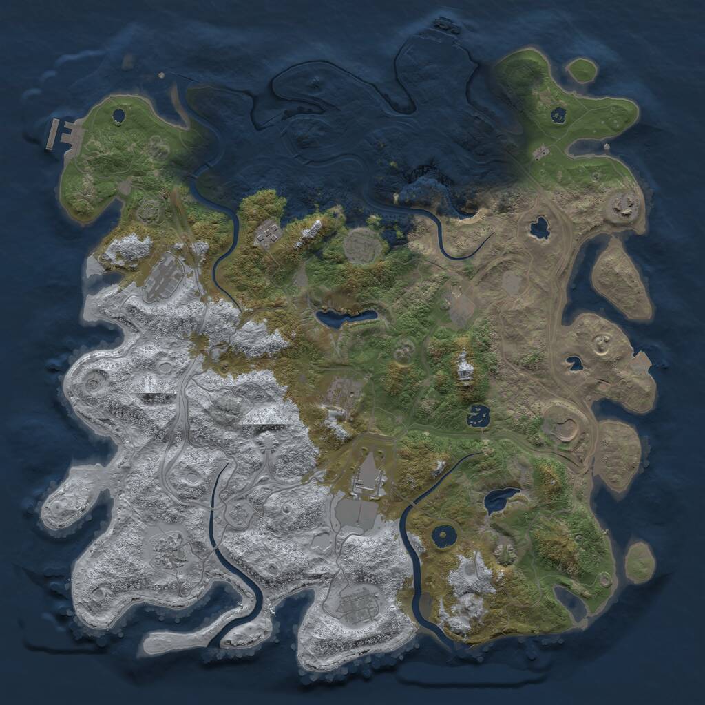 Rust Map: Procedural Map, Size: 4500, Seed: 5563588, 17 Monuments