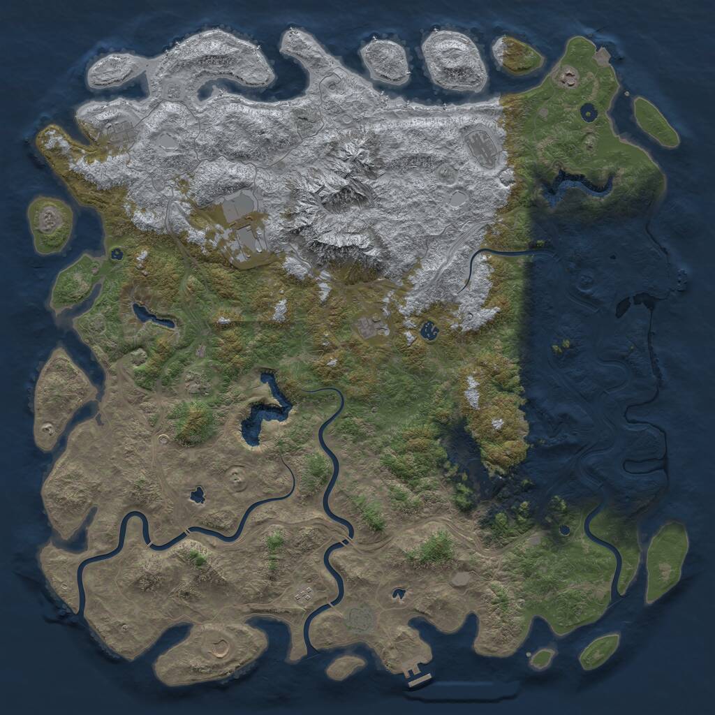 Rust Map: Procedural Map, Size: 6000, Seed: 321579, 17 Monuments