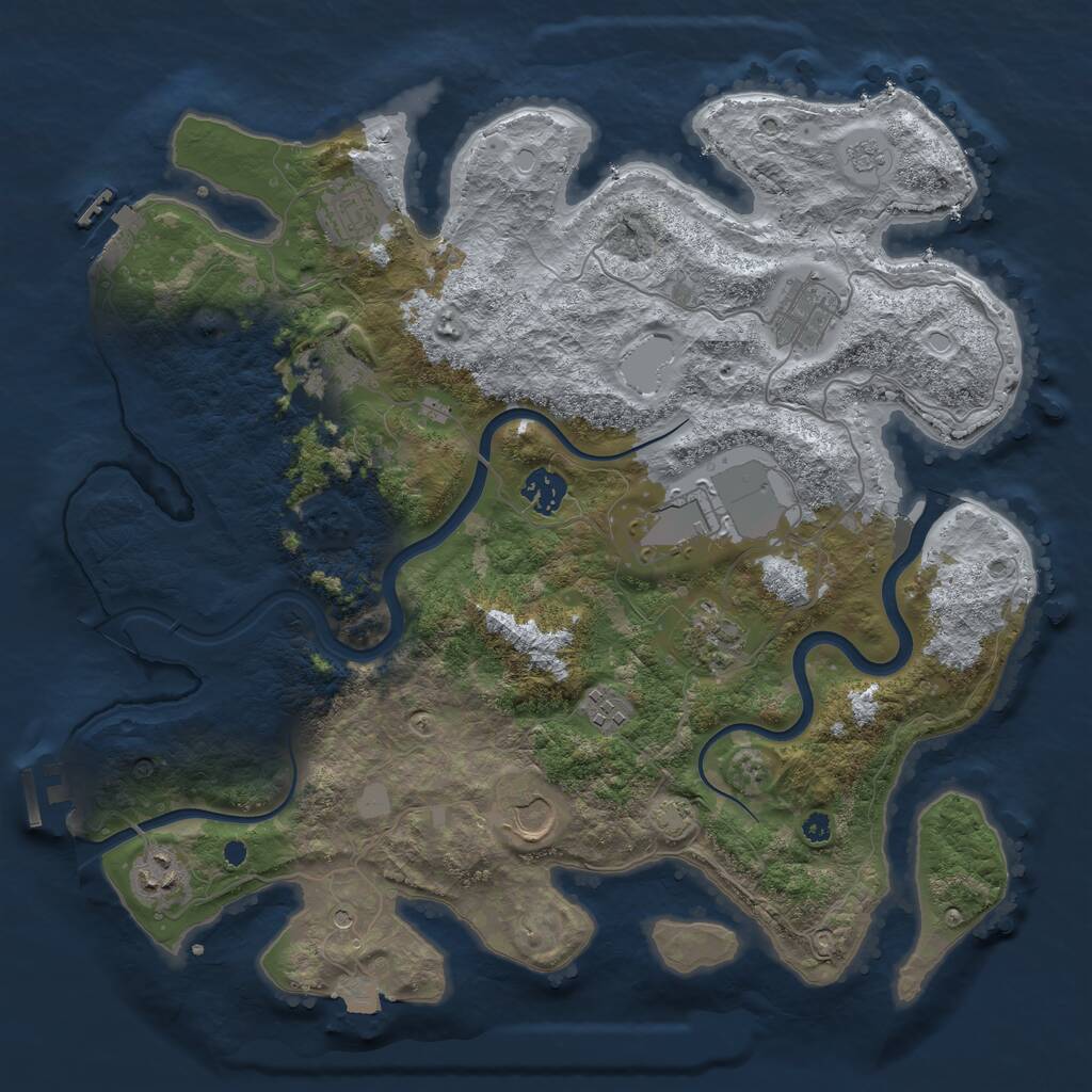 Rust Map: Procedural Map, Size: 3750, Seed: 598665627, 15 Monuments