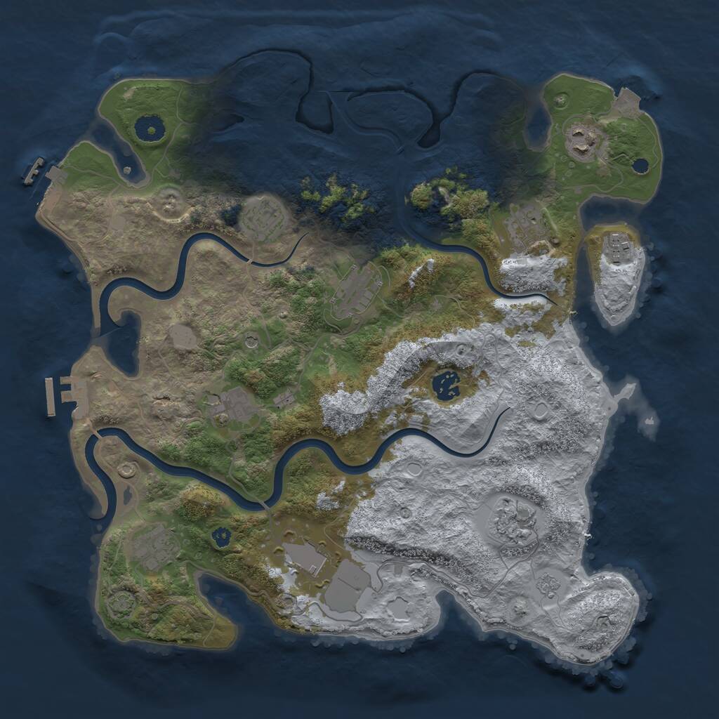 Rust Map: Procedural Map, Size: 3750, Seed: 1591258685, 16 Monuments