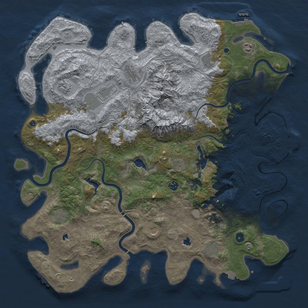 Rust Map: Procedural Map, Size: 5000, Seed: 1003824807, 17 Monuments