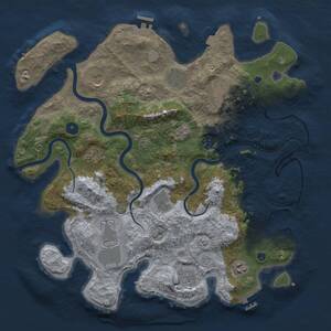 Thumbnail Rust Map: Procedural Map, Size: 3999, Seed: 1231800812, 16 Monuments