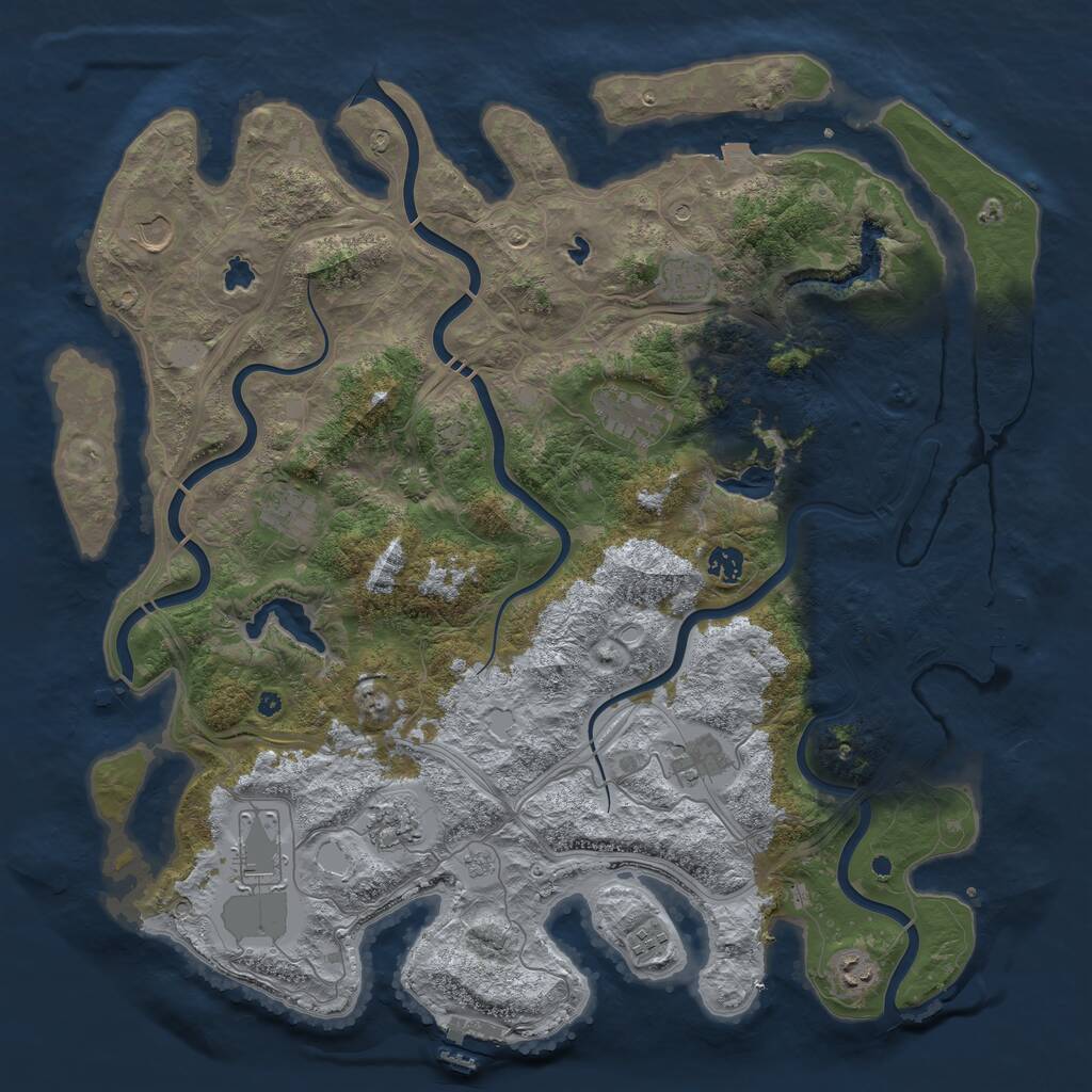 Rust Map: Procedural Map, Size: 4500, Seed: 656390813, 16 Monuments