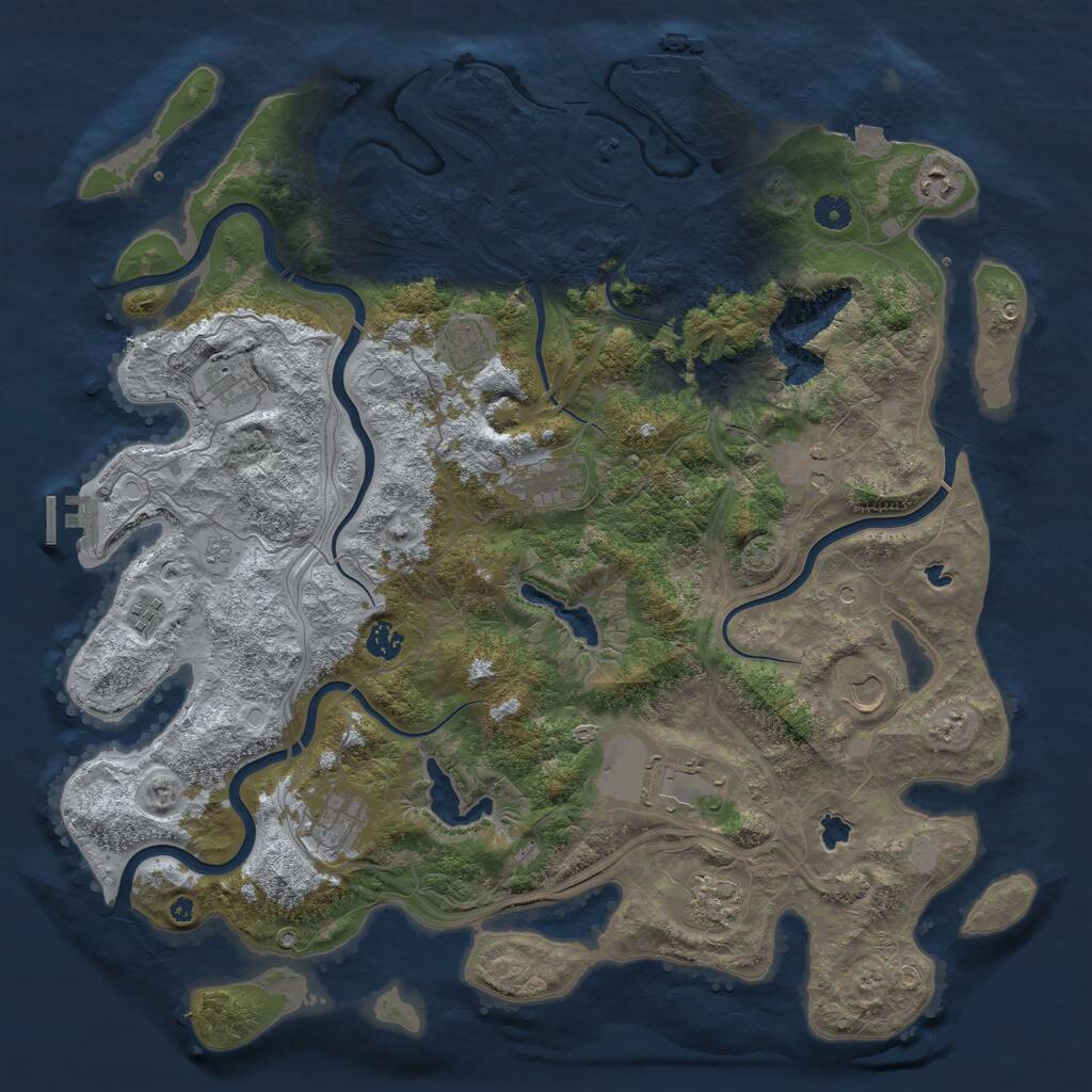 Rust Map: Procedural Map, Size: 4500, Seed: 1083217572, 17 Monuments