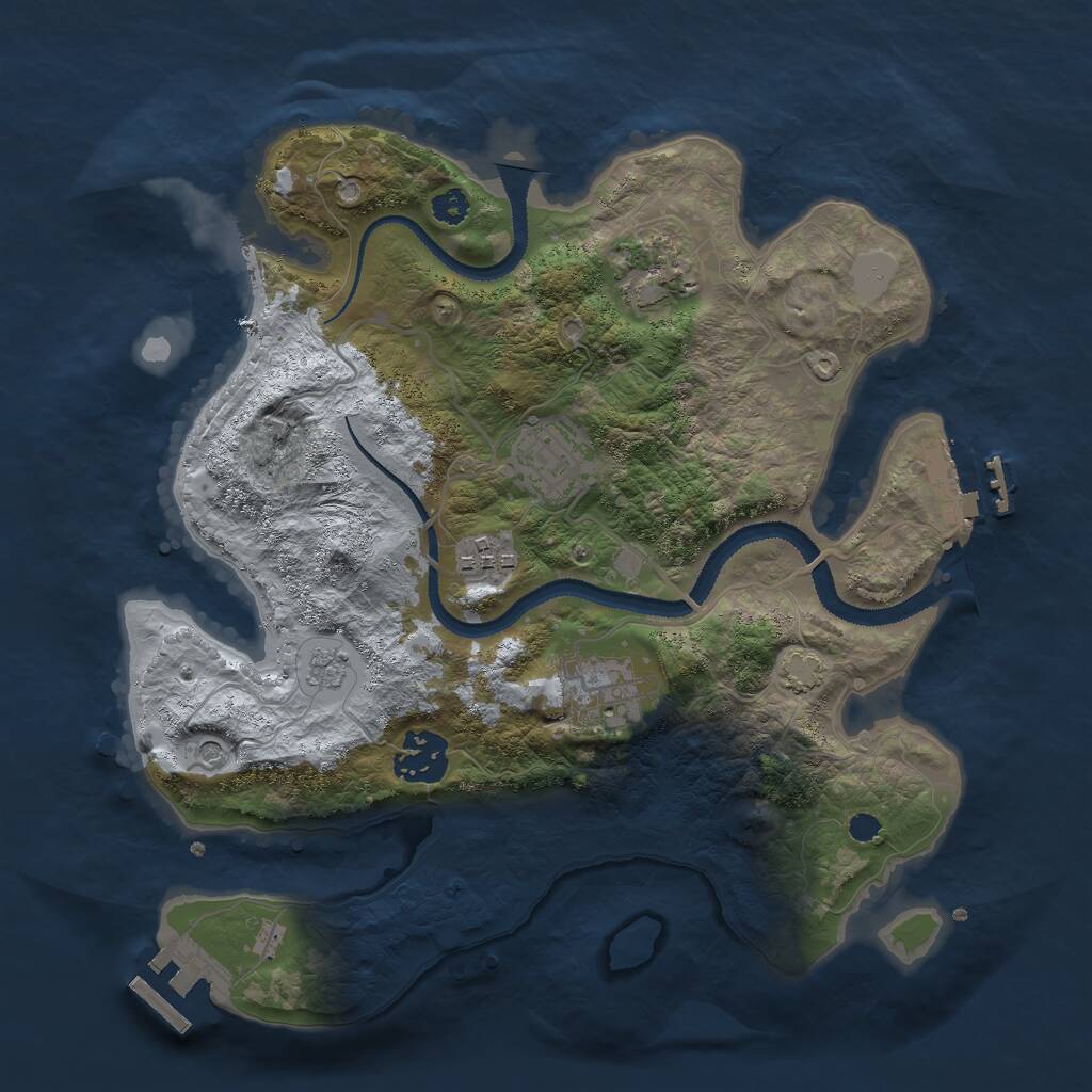 Rust Map: Procedural Map, Size: 3000, Seed: 2037641884, 11 Monuments