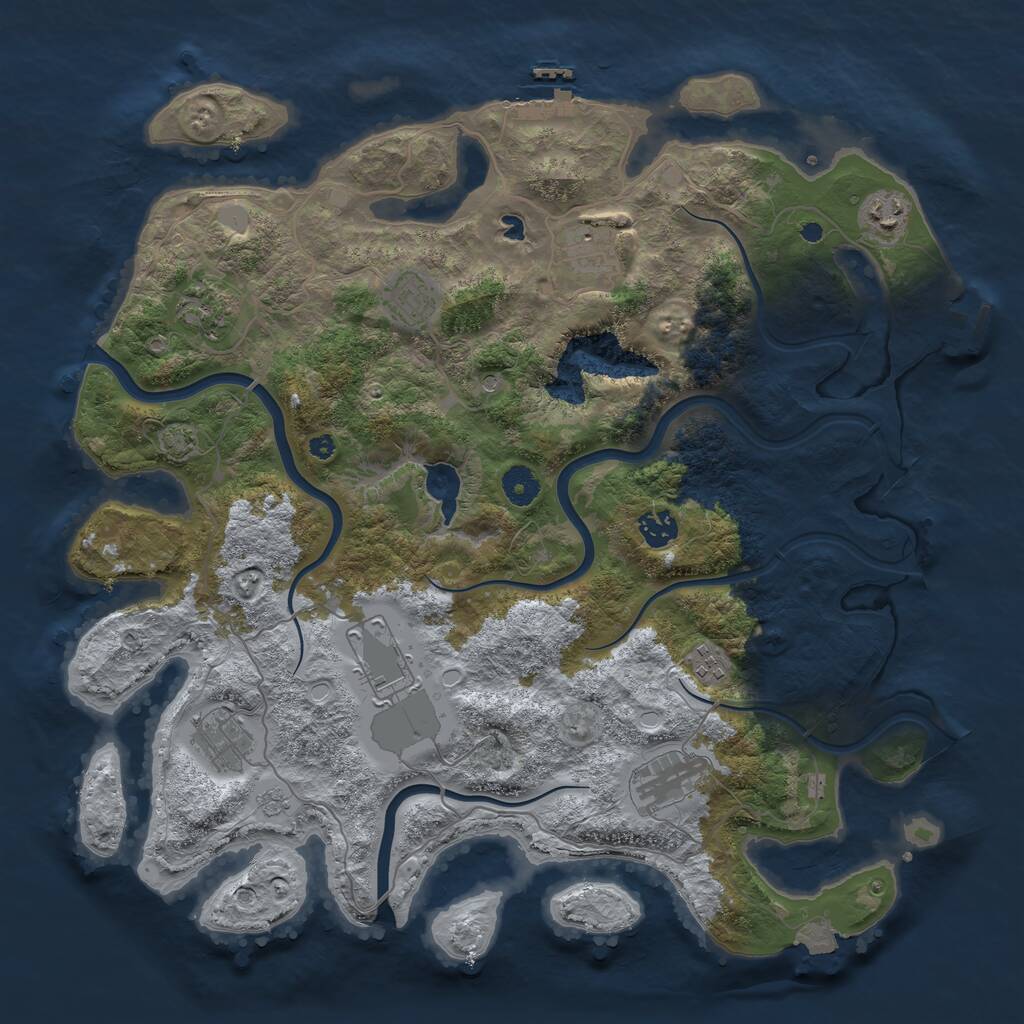 Rust Map: Procedural Map, Size: 4050, Seed: 346256117, 15 Monuments