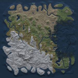 Thumbnail Rust Map: Procedural Map, Size: 6000, Seed: 489976446, 17 Monuments