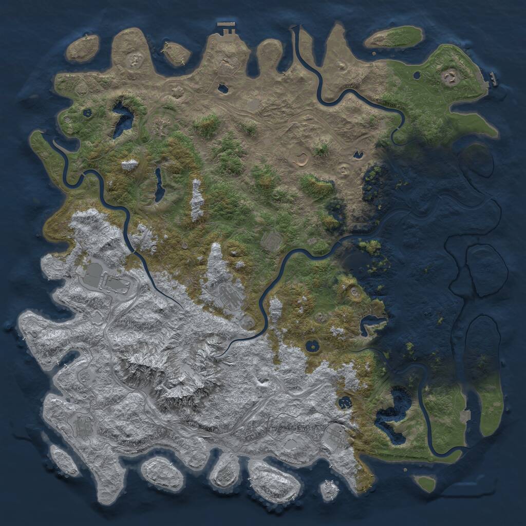 Rust Map: Procedural Map, Size: 6000, Seed: 489976446, 17 Monuments