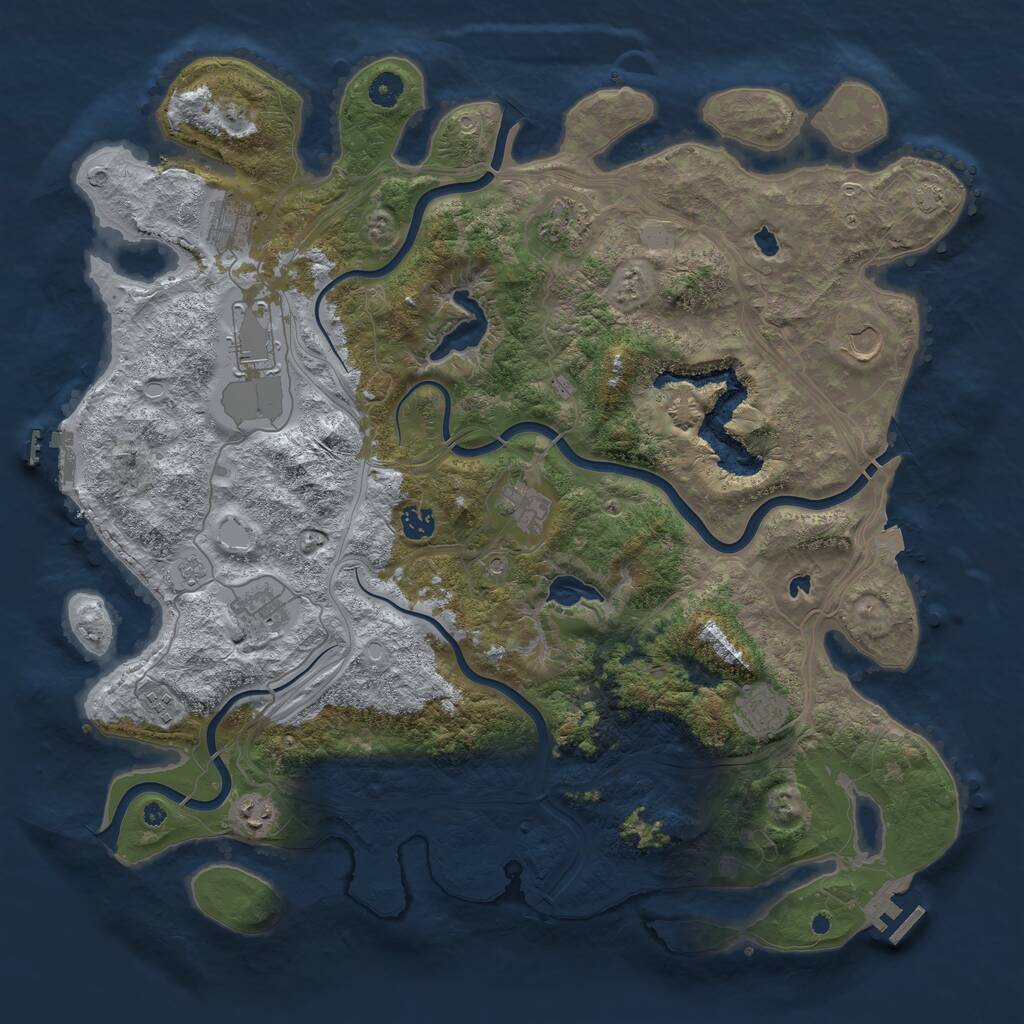 Rust Map: Procedural Map, Size: 4500, Seed: 1336780985, 16 Monuments
