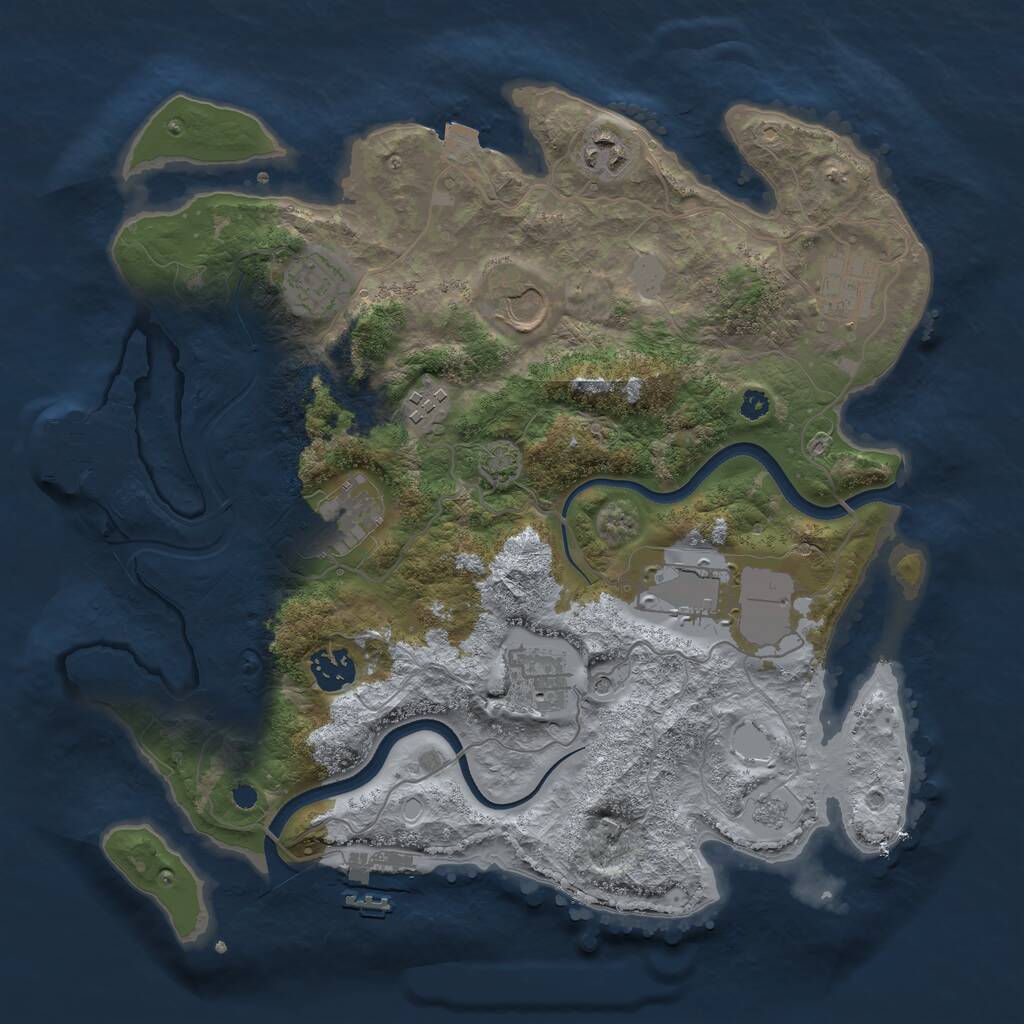 Rust Map: Procedural Map, Size: 3500, Seed: 1085293178, 15 Monuments