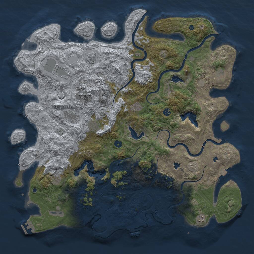 Rust Map: Procedural Map, Size: 5000, Seed: 484531221, 16 Monuments