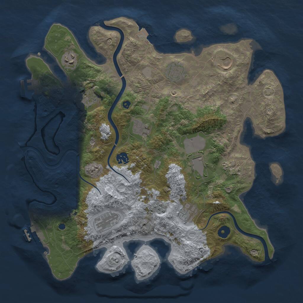 Rust Map: Procedural Map, Size: 3750, Seed: 551407540, 16 Monuments
