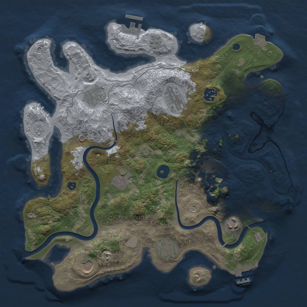 Rust Map: Procedural Map, Size: 3500, Seed: 982482359, 15 Monuments