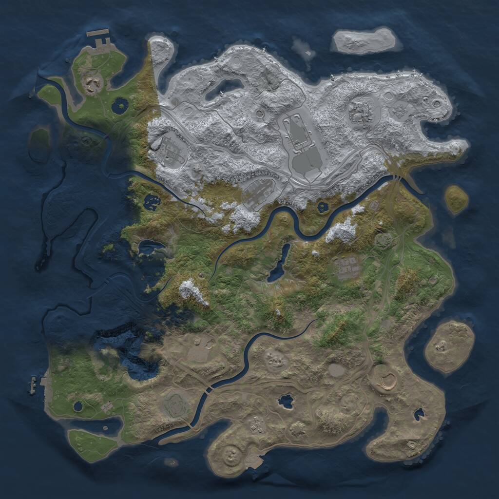 Rust Map: Procedural Map, Size: 4500, Seed: 177864073, 17 Monuments