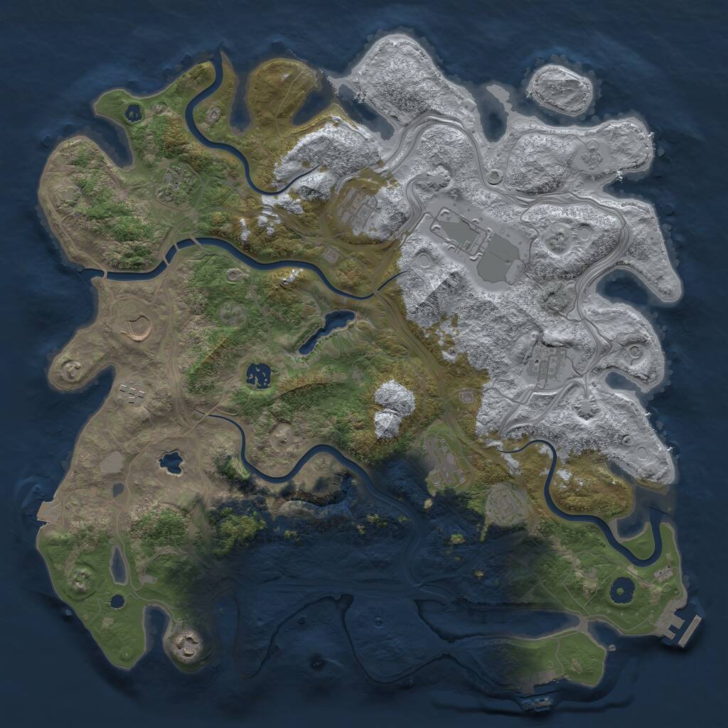 Rust Map: Procedural Map, Size: 4250, Seed: 2107701504, 16 Monuments