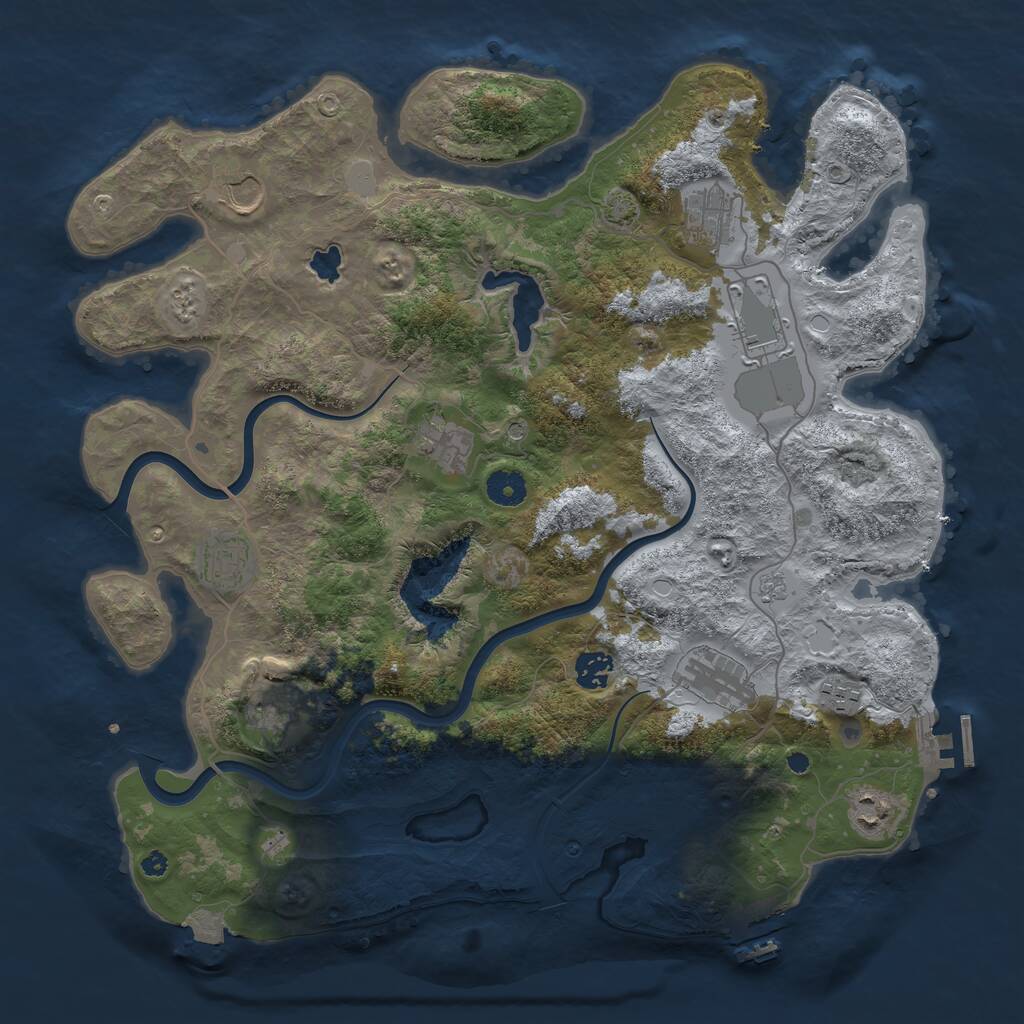 Rust Map: Procedural Map, Size: 4000, Seed: 69671634, 16 Monuments