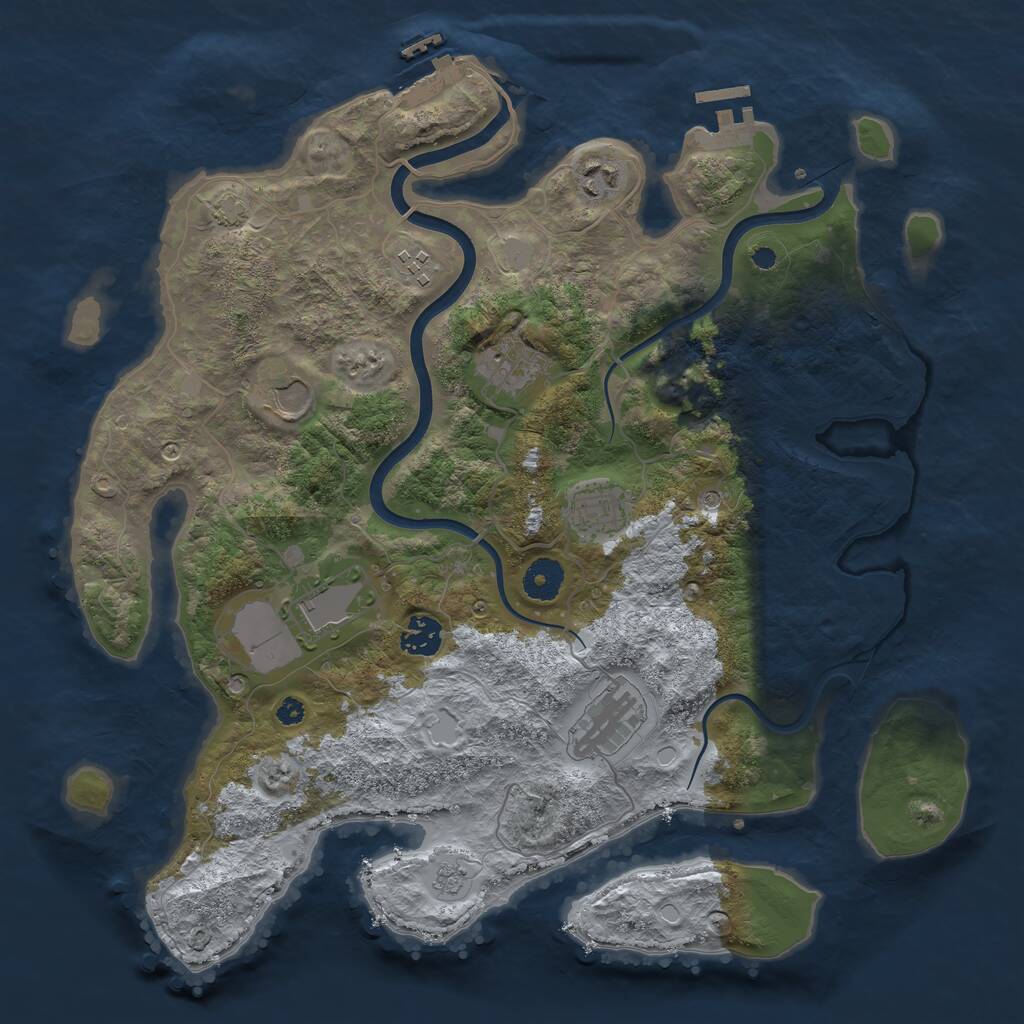 Rust Map: Procedural Map, Size: 3750, Seed: 2042860260, 14 Monuments